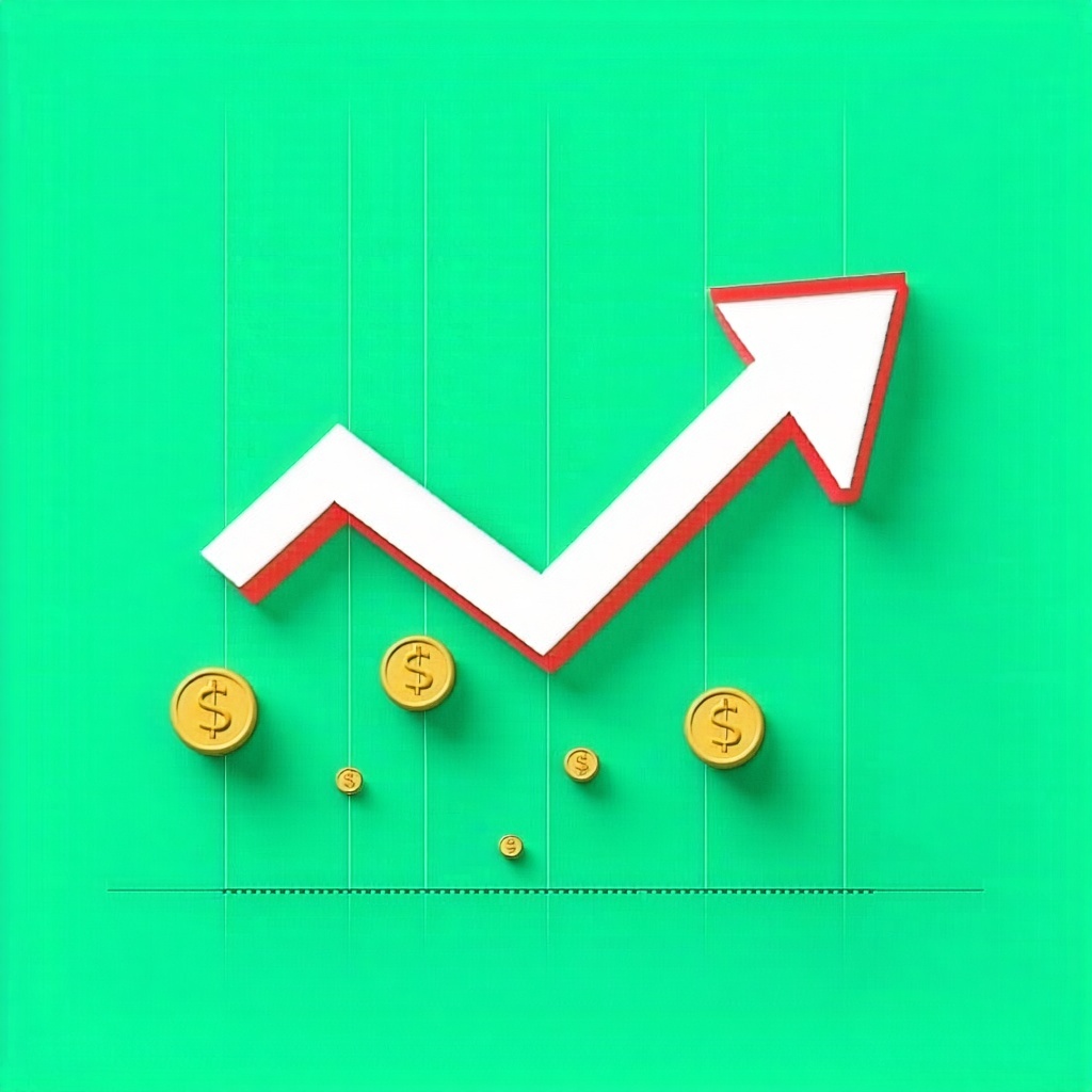 Generate an image with up arrow or arrows signifiying significant growth in revenue and customer statisfaction-1