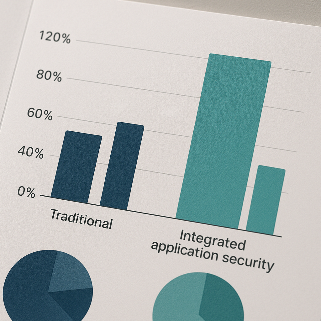 Clear visualization of security ROI metrics with comparative analysis of traditional vs. IntegSec's comprehensive application security approach